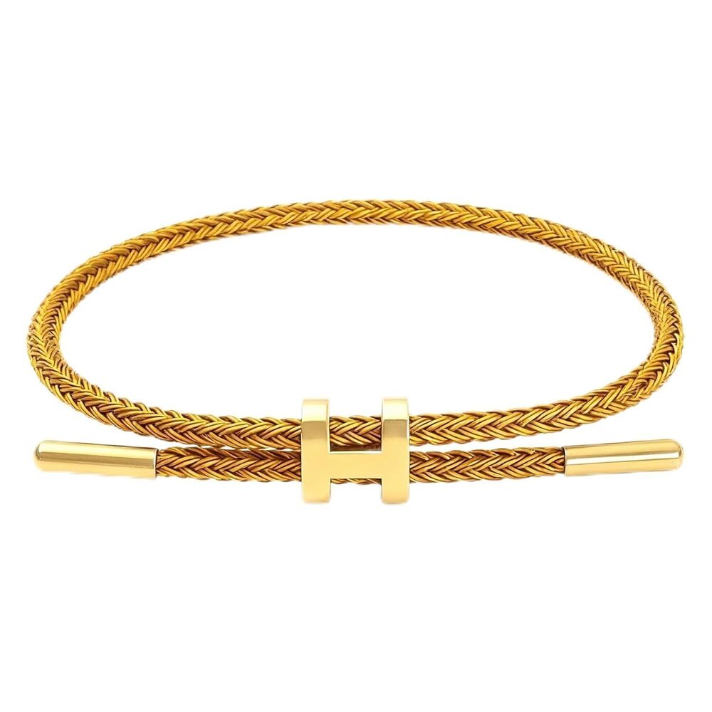 Adjustable H Buckle Bracelets for Women Men Fashion Stainless Steel Wire